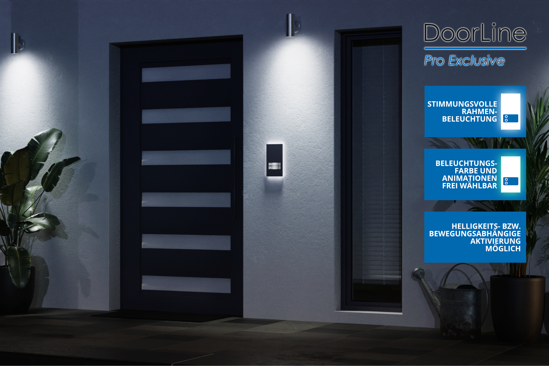 DoorLine Pro Exclusive | Türsprechanlage für Telefonanlage/Router | Touchdisplay | bis zu 4 Klingeltasten | Zutrittskontrolle