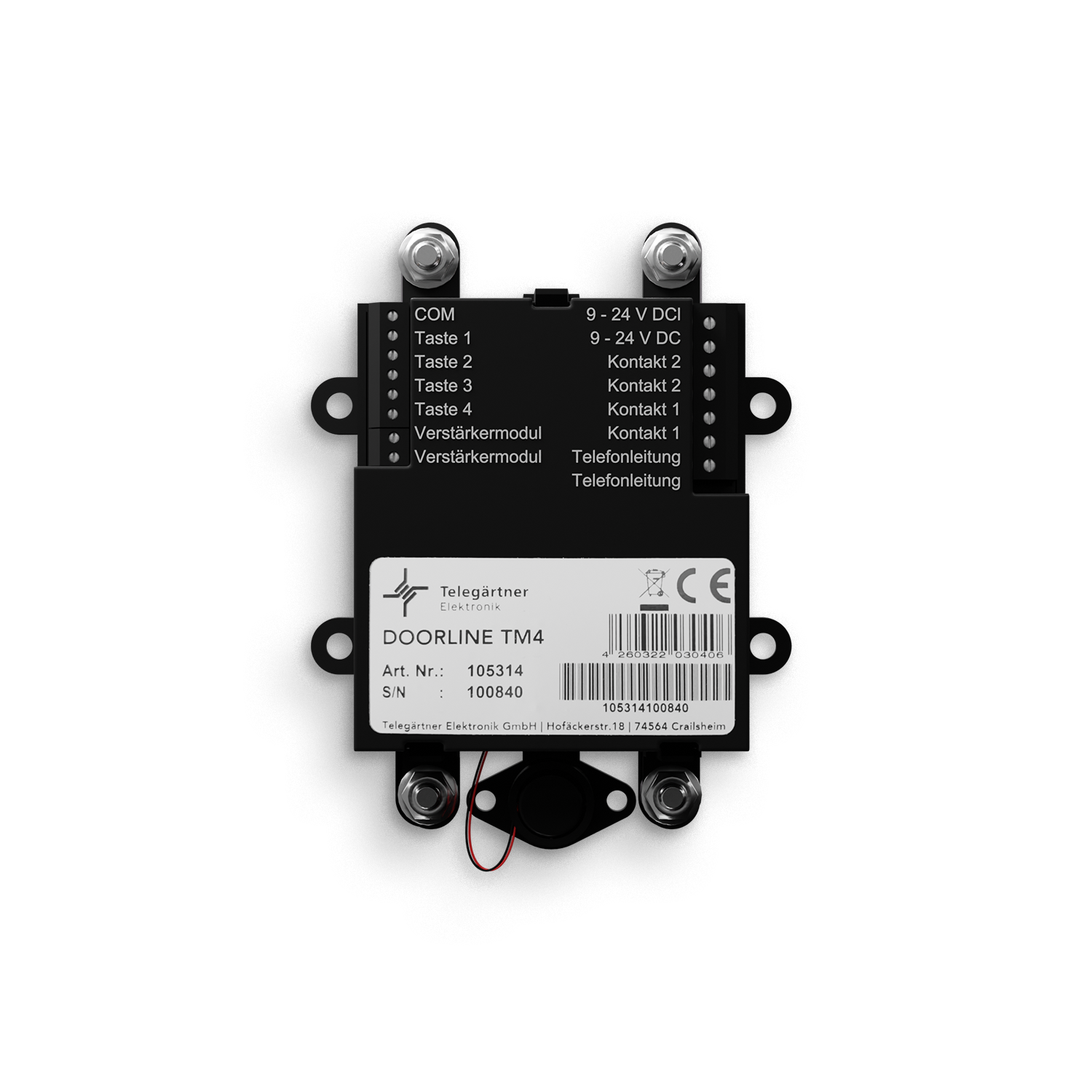 TM4 Hinterbau-Sprechanlage: Sprechen + Fernschalten per Telefon f. Tür, Tor, Schranke über TK-Anlage