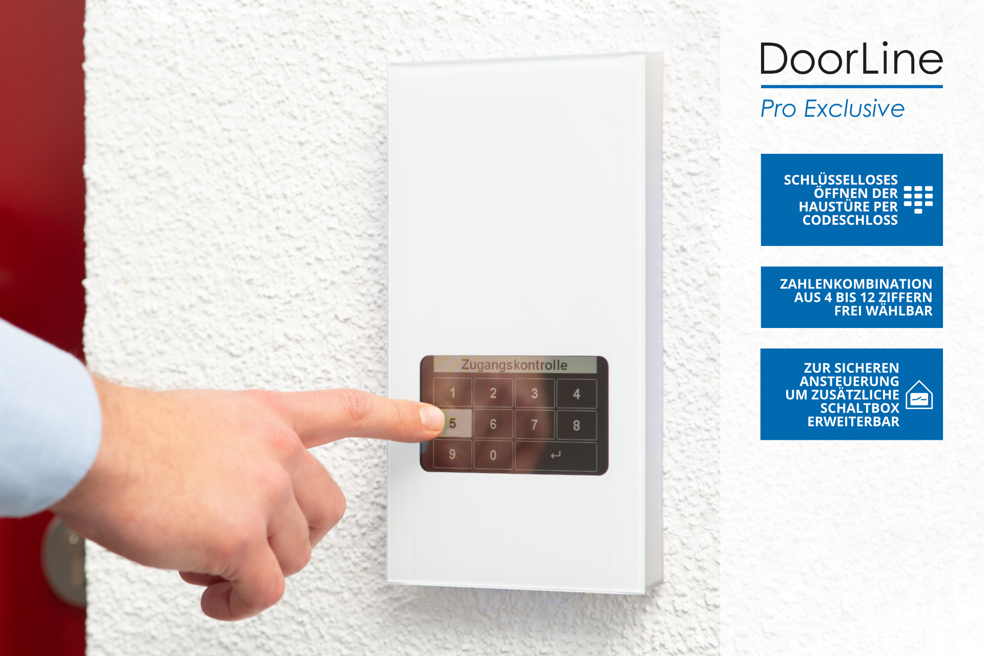 DoorLine Pro Exclusive | Türsprechanlage für Telefonanlage/Router | Touchdisplay | bis zu 4 Klingeltasten | Zutrittskontrolle