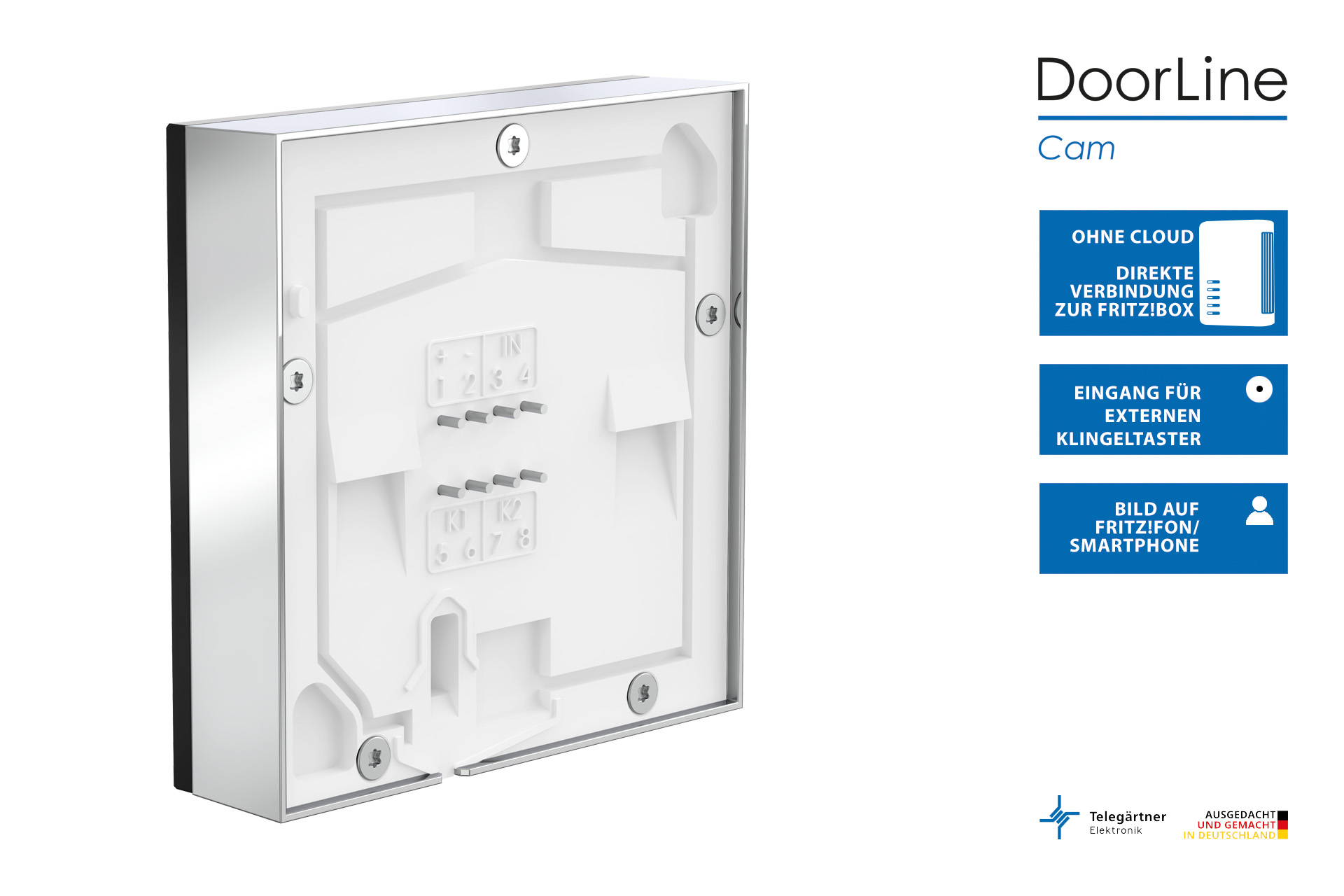DoorLine Cam | Kamera für DoorLine oder Klingeltaster, FRITZ!Box, WLAN, FRITZ!App