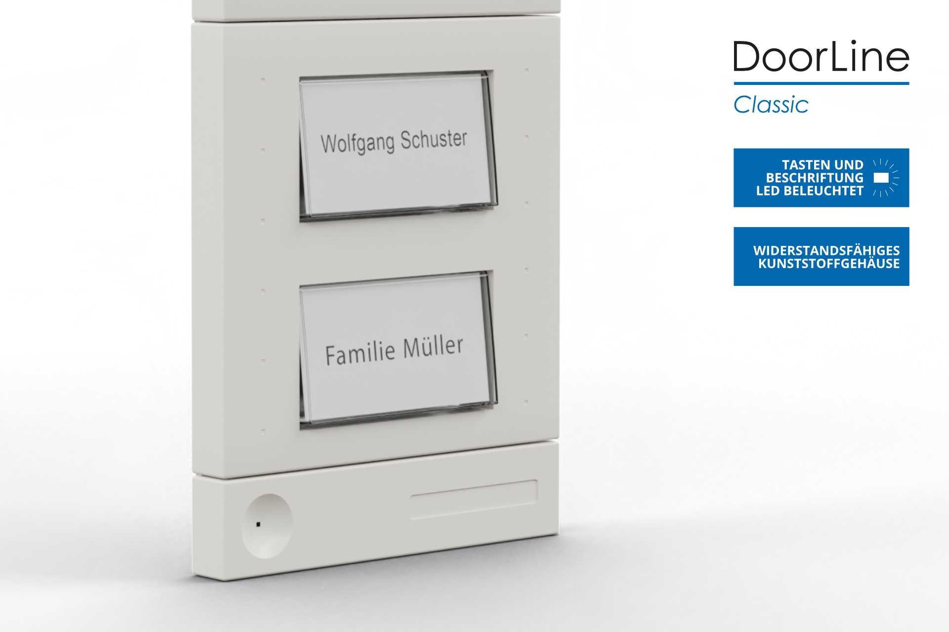 DoorLine Classic T01-T02 | Türsprechanlage für Telefonanlage/Router | 1/2 Taster | Rufweiterleitung