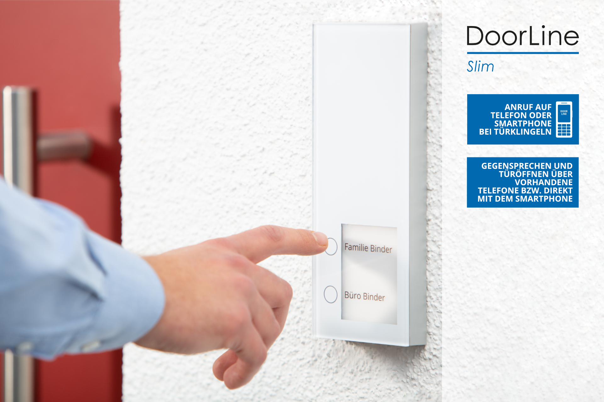 DoorLine Slim | Türsprechanlage für Telefonanlage/Router | 2 Taster | Rufweiterleitung