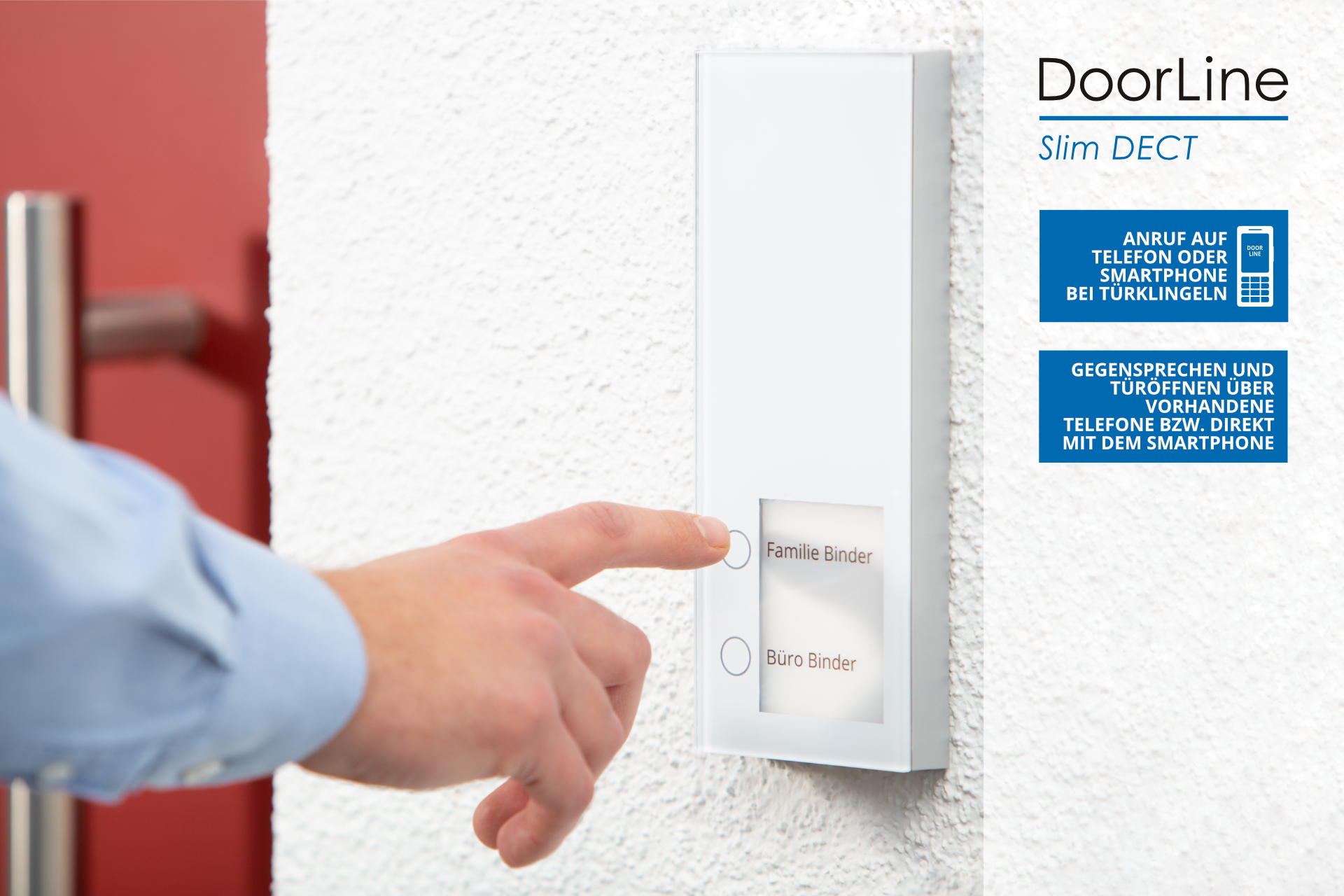 DoorLine Türsprechanlage Slim m. Kamera|FRITZ!Box|Sprach/Bildübertragung auf Telefon/Smartphone