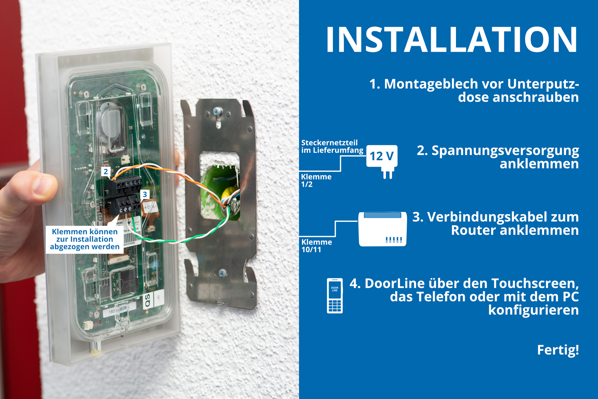 DoorLine Pro Exclusive | Türsprechanlage für Telefonanlage/Router | Touchdisplay | bis zu 4 Klingeltasten | Zutrittskontrolle